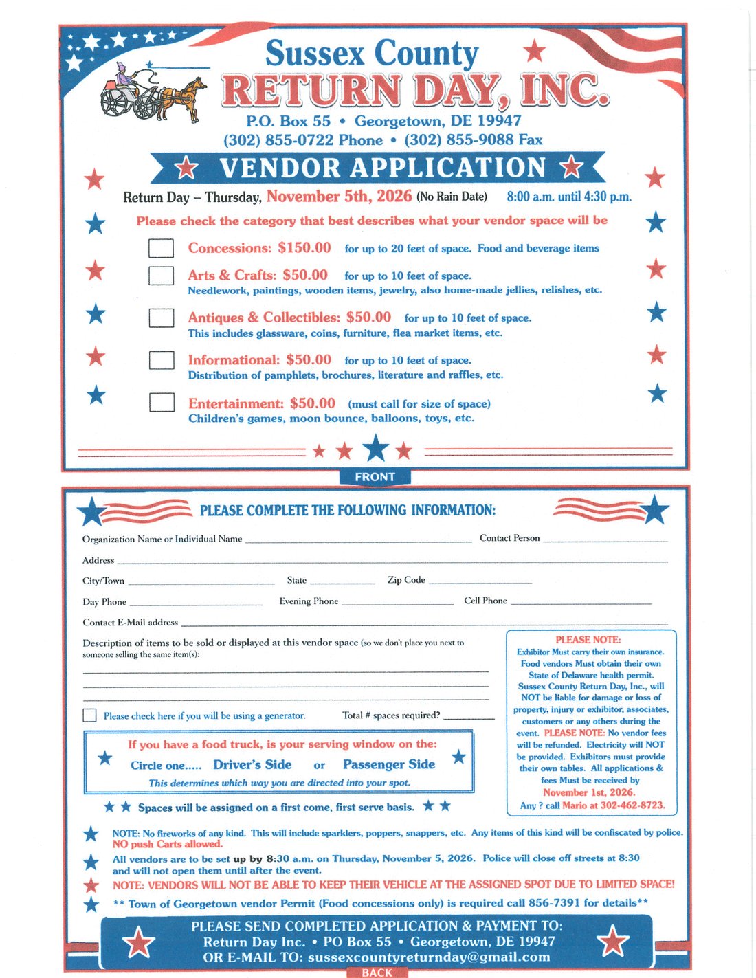 2026 Return Day vendor application — tap to download the PDF