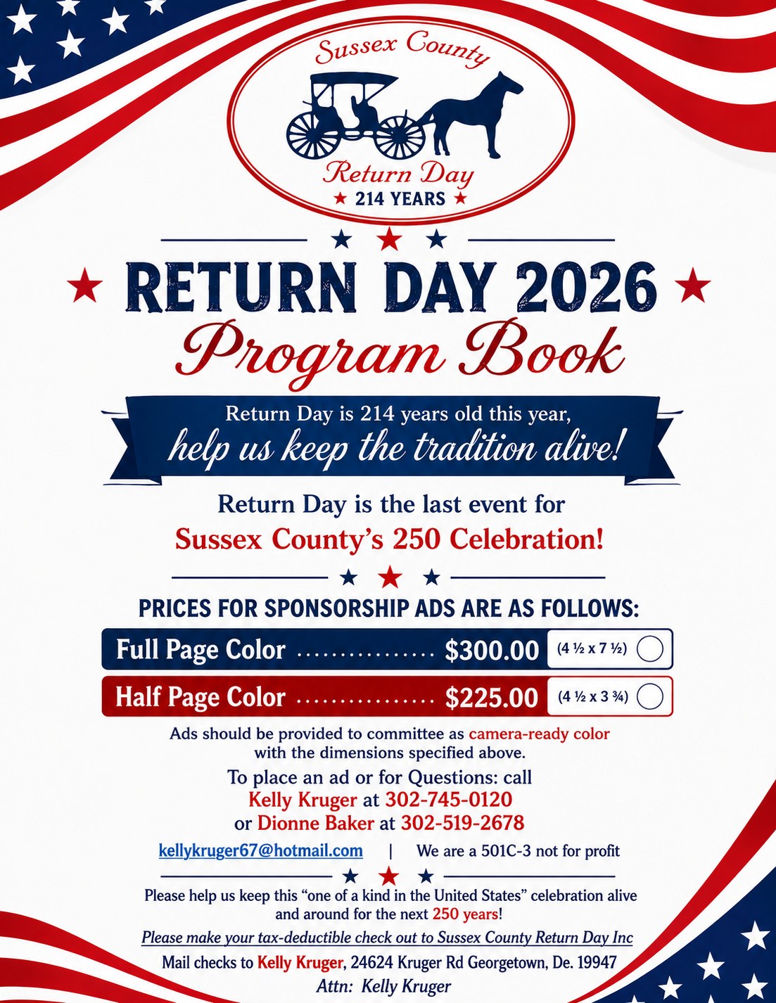 2026 Return Day program book ad pricing sheet